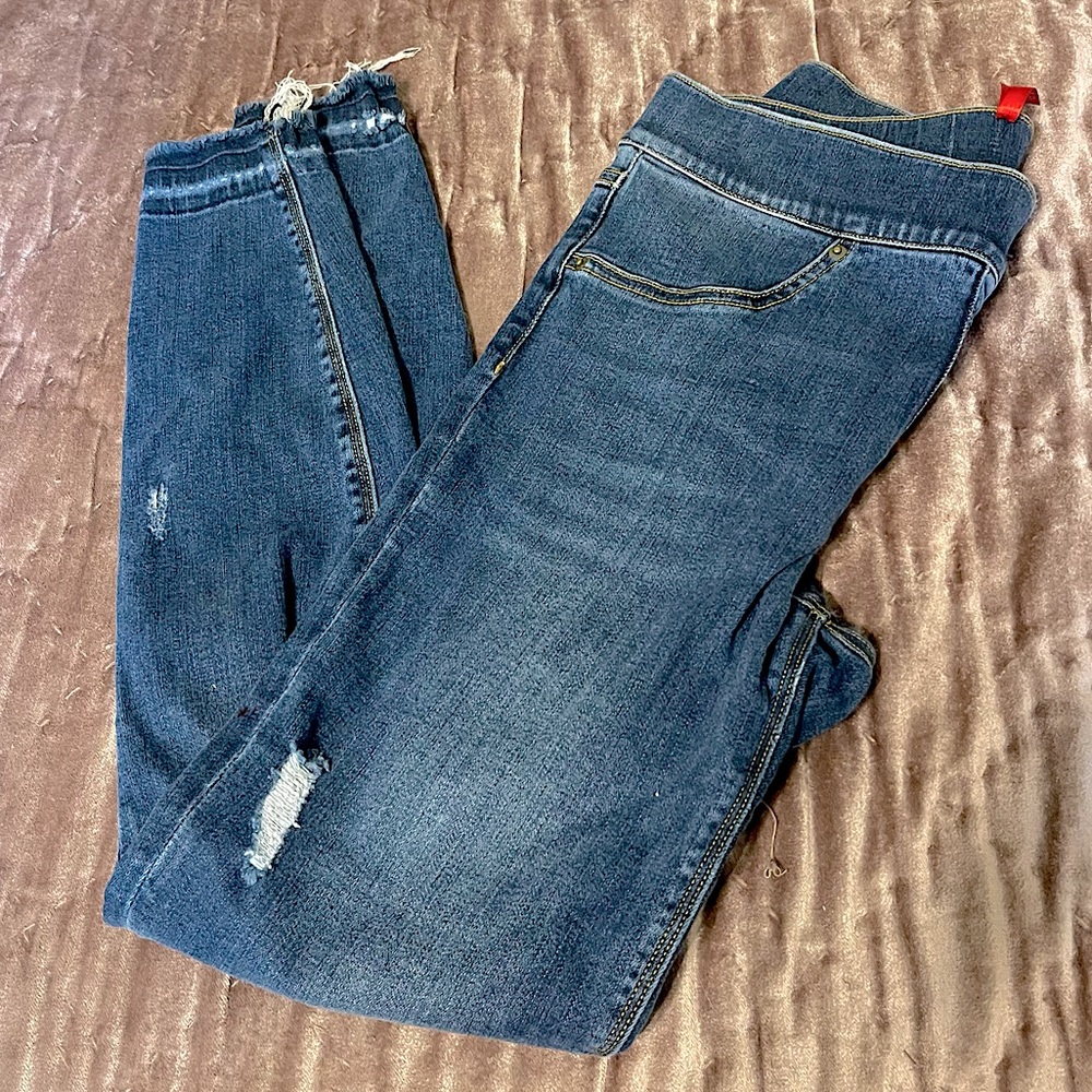 Spanx Jean Leggings Sz S Skinny Leg Jean Lightly Distressed- Like New Condition